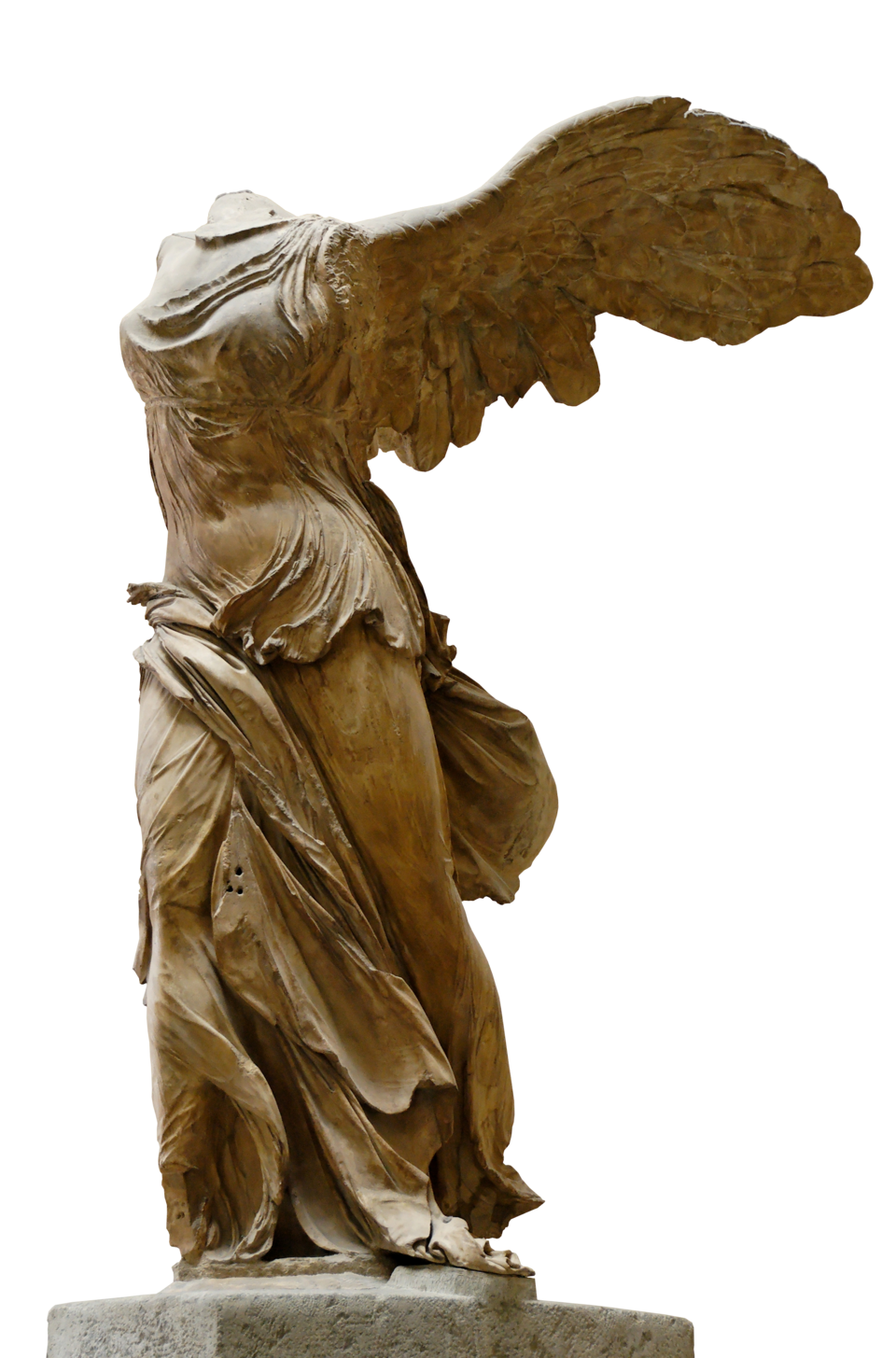 Winged Victory of Samothrace, a marble sculpture with outstretched wings